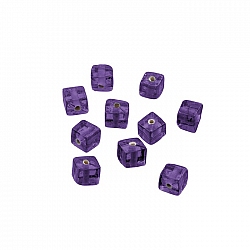 Transparent Purple Handmade 6mm Cube Glass Beads (PK10)