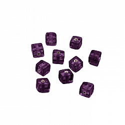Transparent Lilac Handmade 6mm Cube Glass Beads (PK10)