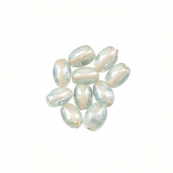 Transparent Opalescent Ivory Oval Glass Beads 7x5mm PK10