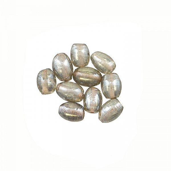 Transparent Opalescent Grey Oval Glass Beads 7x5mm PK10