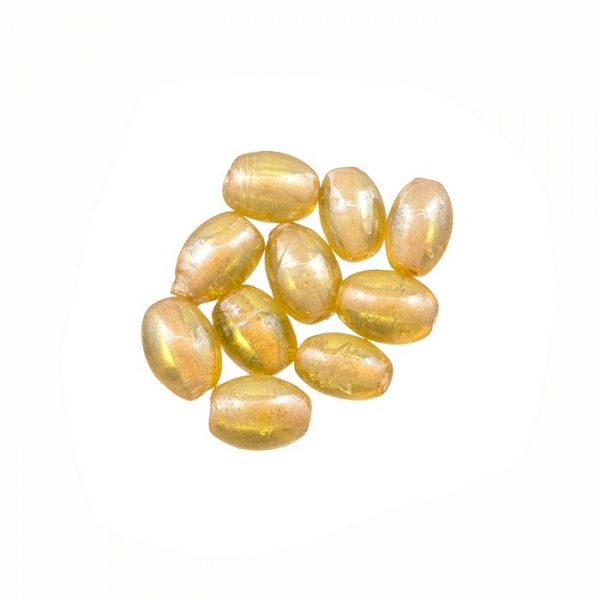 Transparent Opalescent Amber Oval Glass Beads 7x5mm PK10