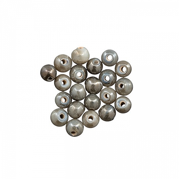 Handmade Round Pearlescent Grey Glass Beads 4mm (PK20)