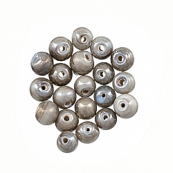 Handmade Round Pearlescent Grey Glass Beads 6mm (PK20)