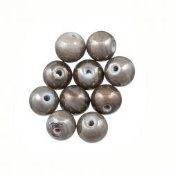 Handmade Round Pearlescent Grey Glass Beads 8mm (PK10)