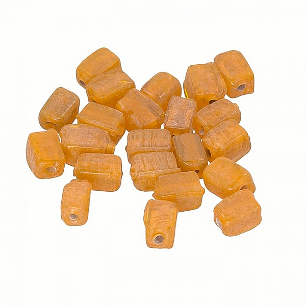Transparent Orange Handmade 6mm Cuboid Glass Beads PK20