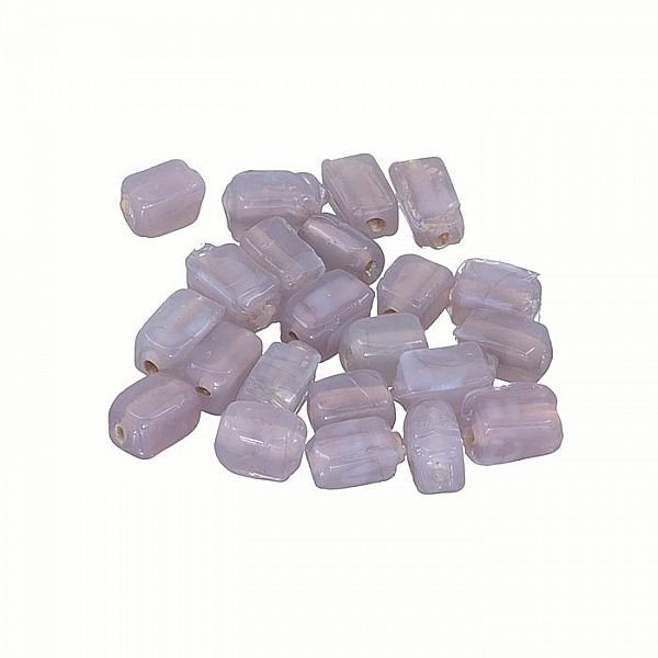 Transparent Lilac Handmade 6x4mm Cuboid Glass Beads PK20