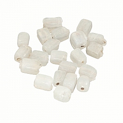 Transparent White Handmade 6x4mm Cuboid Glass Beads PK20