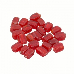 Transparent Red Handmade 6x4mm Cuboid Glass Beads (PK20)
