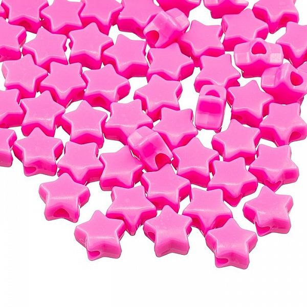 Opaque Pink Acrylic Star Spacer/Pony Beads 12mm (PK50)