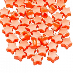 Acrylic Star Shape Pony Spacer Beads 12mm Orange (PK50)