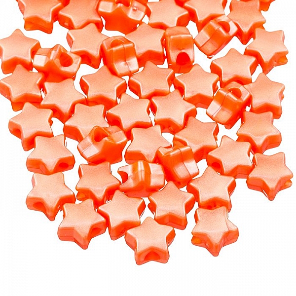 Acrylic Star Shape Pony Spacer Beads 12mm Orange (PK50)