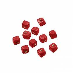 Shiny Plain 6mm Opaque Red Glass Cube Beads Pack of 10