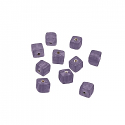 Shiny Plain 6mm Opaque Violet Glass Cube Bead Pack of 10