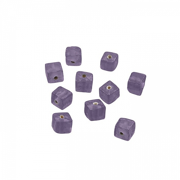 Shiny Plain 6mm Opaque Violet Glass Cube Bead Pack of 10