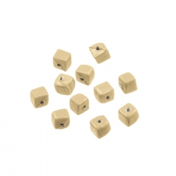 Opaque Beige Shiny Plain 6mm Glass Cube Beads Pack of 10