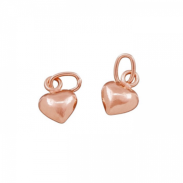 Rose Gold Plated 6x8mm Small Puffed Heart Pendants PK2