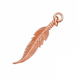 Rose Gold Plated Feather Charm Pendant & Bail 35mm PK1