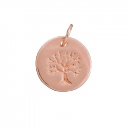 12mm Rose Gold Plated Tree Of Life Disc Charm With Bail