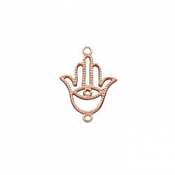 Rose Gold Plated Studded Hamsa Hand Connector Charm 14mm