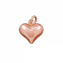 Puffed Heart Charm With Bail Rose Gold Plated 11x12mm