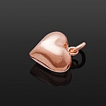Puffed Heart Charm With Bail Rose Gold Plated 11x12mm