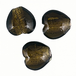 Silver Lined Dark Green 20mm Glass Heart Beads Pack of 3