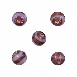 Purple and Lilac Striped Round Glass Beads 8mm (PK5)
