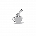 Teacup Shaped Blank Tag Charm 10mm Sterling Silver 925