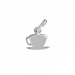 Teacup Shaped Blank Tag Charm 10mm Sterling Silver 925