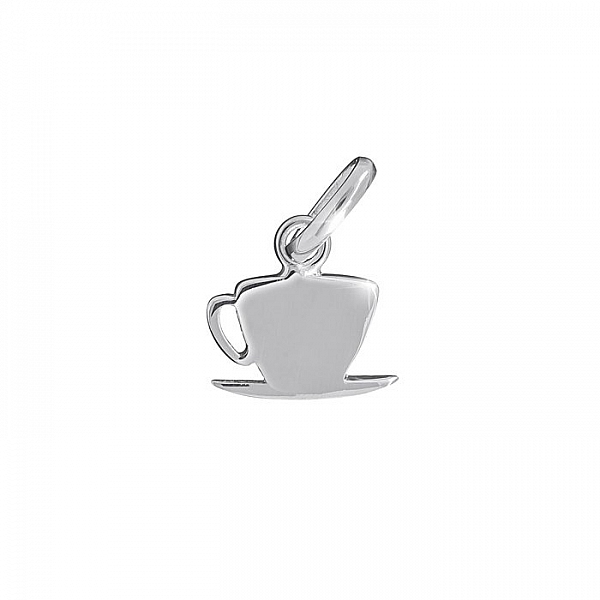 Teacup Shaped Blank Tag Charm 10mm Sterling Silver 925