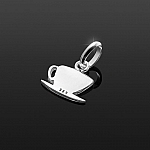 Teacup Shaped Blank Tag Charm 10mm Sterling Silver 925