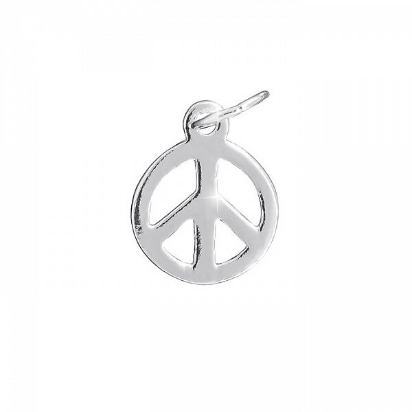 Sterling Silver 925 Cut-Out Peace Sign Charm 15x12mm PK1