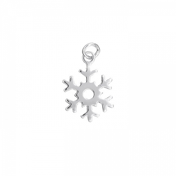 Sterling Silver 925 Cut-Out Snowflake Charm 15x11mm PK1