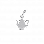 Teapot Shaped Blank Tag Charm 10mm Sterling Silver 925