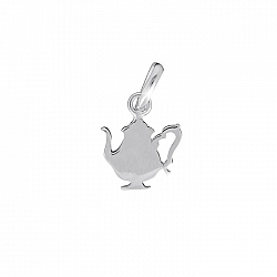 Teapot Shaped Blank Tag Charm 10mm Sterling Silver 925
