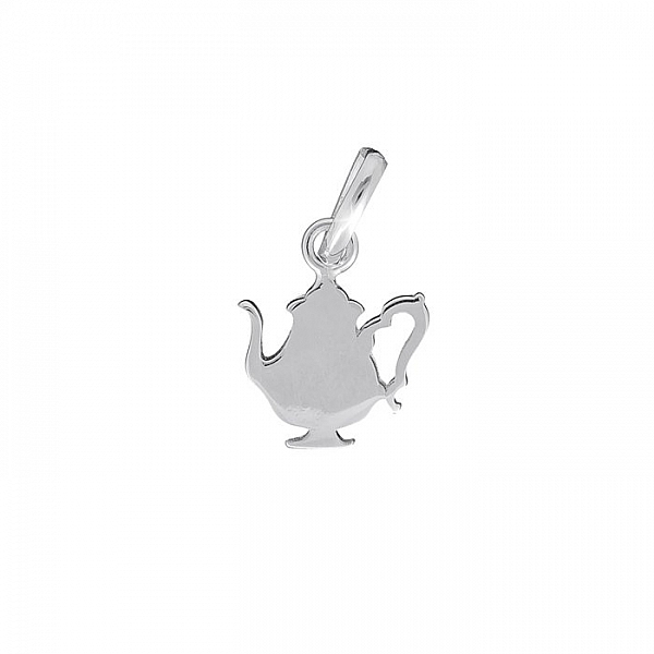 Teapot Shaped Blank Tag Charm 10mm Sterling Silver 925