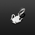Teapot Shaped Blank Tag Charm 10mm Sterling Silver 925
