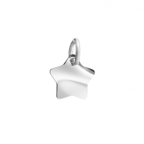 Sterling Silver Small Flat Star Pendant Charm & Bail 7mm
