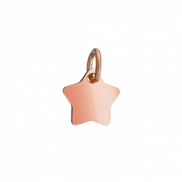Rose Gold Vermeil Flat Star Pendant Charm & Bail 7mm PK1