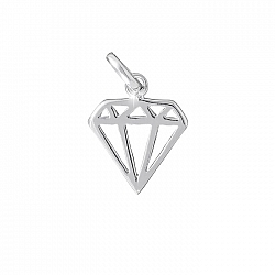 Cut-Out Geometric Diamond Pendant Sterling Silver 12mm