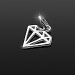 Cut-Out Geometric Diamond Pendant Sterling Silver 12mm