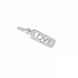 Sterling Silver "LOVE" Word Cut-Out Bar Charm 15x5mm