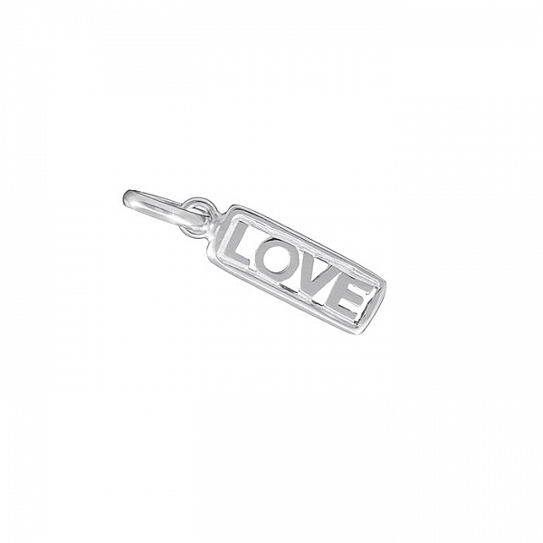 Sterling Silver "LOVE" Word Cut-Out Bar Charm 15x5mm