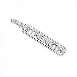 Sterling Silver "Strength" Cut Out Bar Charm 28x5mm PK1