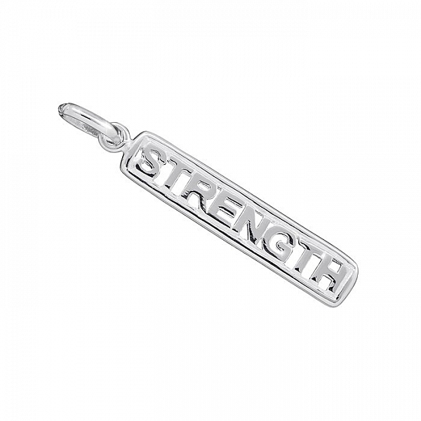Sterling Silver "Strength" Cut Out Bar Charm 28x5mm PK1 Sterling Silver "Strength" Cut Out Bar Charm 28x5mm PK1