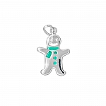 Sterling Silver 925 Enamelled Gingerbread Man Charm 17mm