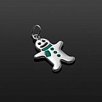 Sterling Silver 925 Enamelled Gingerbread Man Charm 17mm