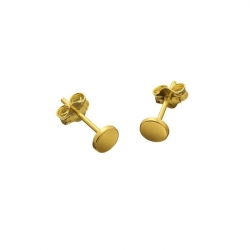 Gold Vermeil 4.5mm Flat Disc Scroll Back Earstuds 1 Pair