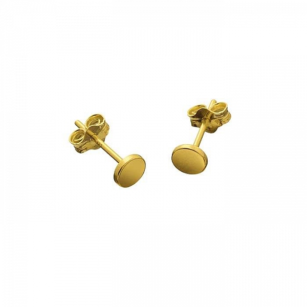 Gold Vermeil 4.5mm Flat Disc Scroll Back Earstuds 1 Pair