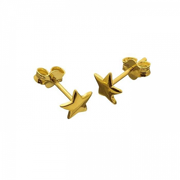 Gold Vermeil 6mm Star Shape Scroll Back Earstuds 1 Pair Gold Vermeil 6mm Star Shape Scroll Back Earstuds 1 Pair